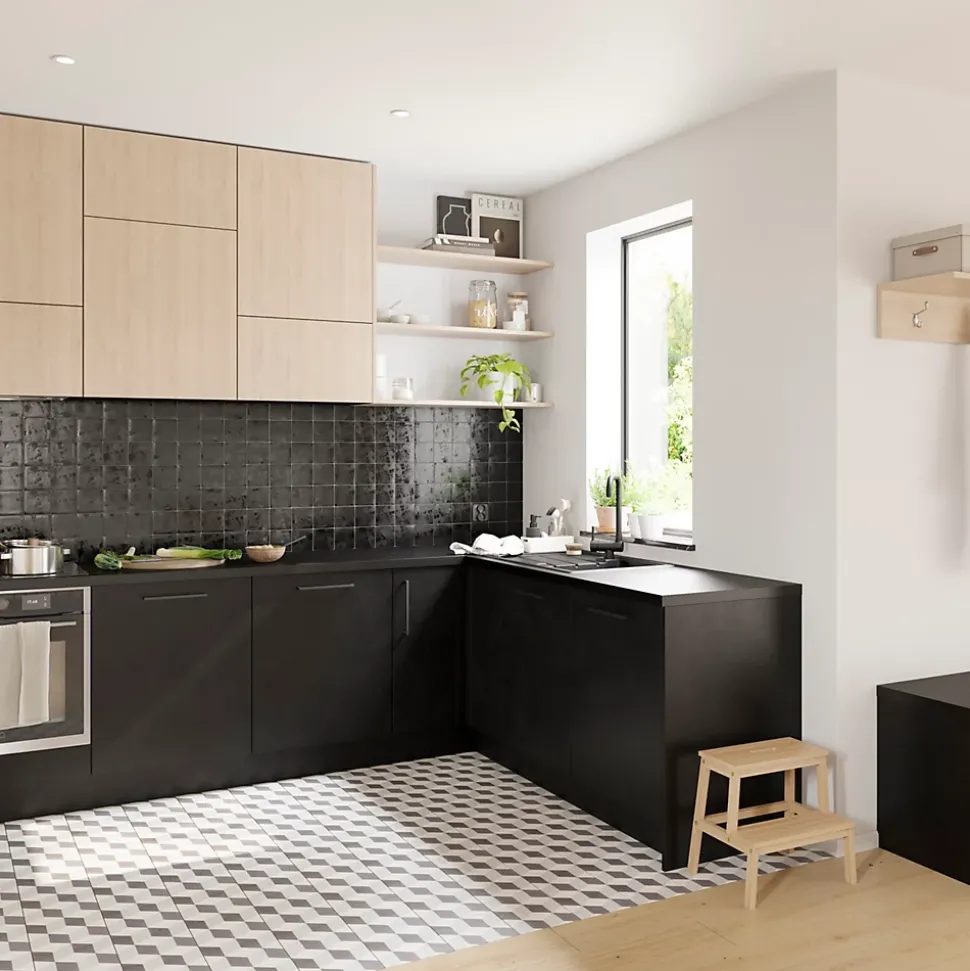 Porte de meuble de cuisine Chia décor chêne clair mat l. 50 cm x H. 72 cm GoodHome