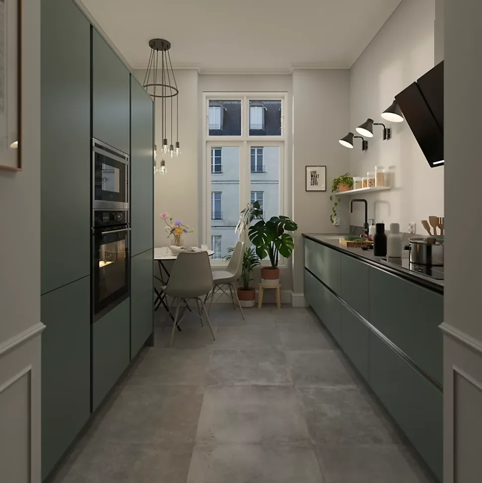 Porte de meuble de cuisine Stevia vert mat l. 30 cm x H. 72 cm GoodHome