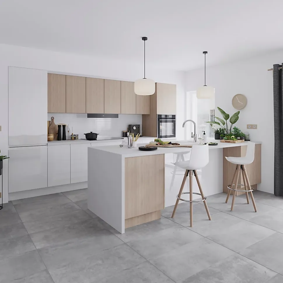 Porte de meuble de cuisine Chia décor chêne clair mat l. 60 cm x H. 72 cm GoodHome