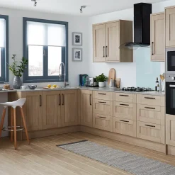 Porte de meuble de cuisine vitrée Alpinia décor chêne mat l. 50 cm x H. 90 cm GoodHome