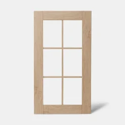 Porte de meuble de cuisine vitrée Alpinia décor chêne mat l. 50 cm x H. 90 cm GoodHome