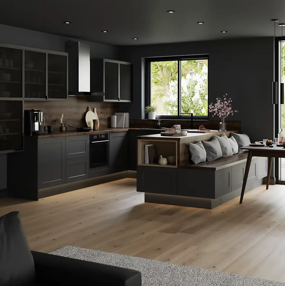 Porte de meuble de cuisine nid d'abeille Winterana noir l. 39,7 cm x H. 71,5 cm GoodHome