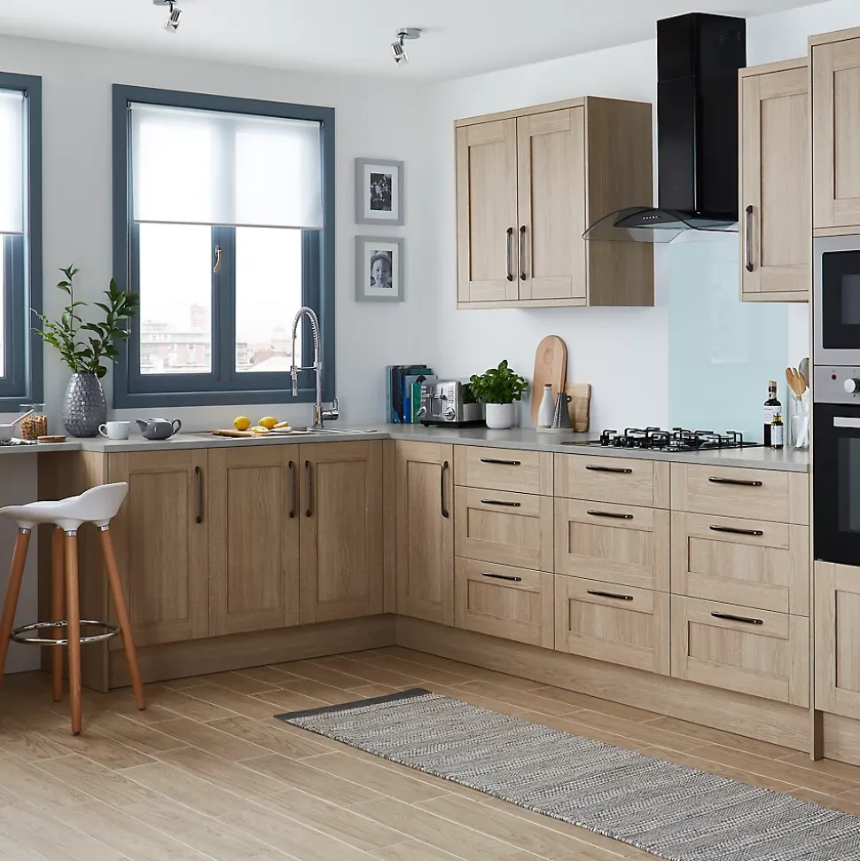 Porte de meuble de cuisine Alpinia décor chêne mat l. 60 cm x H. 90 cm GoodHome