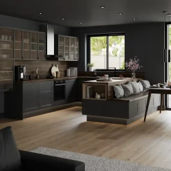 Porte de meuble de cuisine Artemisia gris graphite mat l. 40 cm x H. 72 cm GoodHome