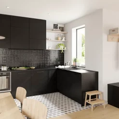 Porte de meuble de cuisine Stevia noir mat l. 60 cm x H. 72 cm GoodHome