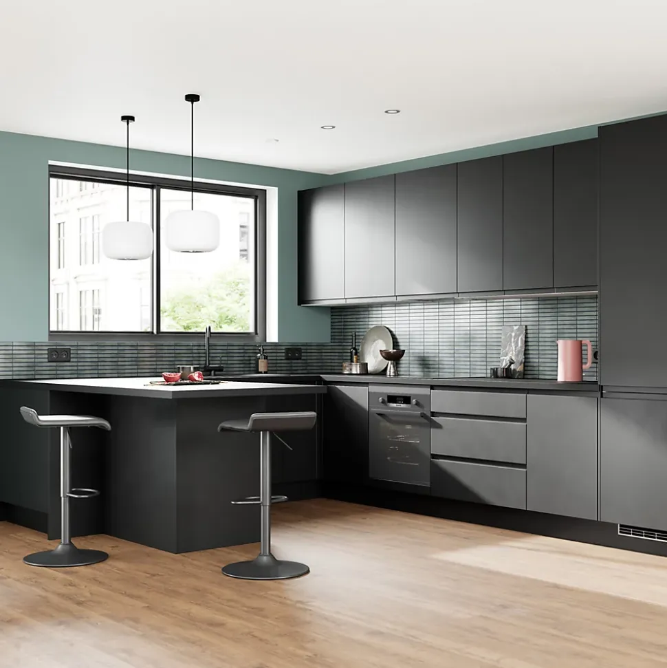 Porte de meuble de cuisine Garcinia noir mat l. 59,7 x H. 128,7 cm GoodHome