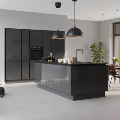 Porte de meuble de cuisine Stevia gris anthracite brillant l. 50 cm x H. 90 cm GoodHome