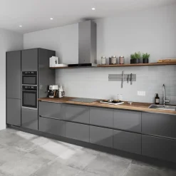 Porte de meuble de cuisine Stevia gris anthracite brillant l. 50 cm x H. 90 cm GoodHome