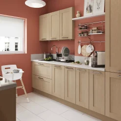 Porte de meuble de cuisine vitrée Alpinia décor chêne mat l. 30 cm x H. 90 cm GoodHome