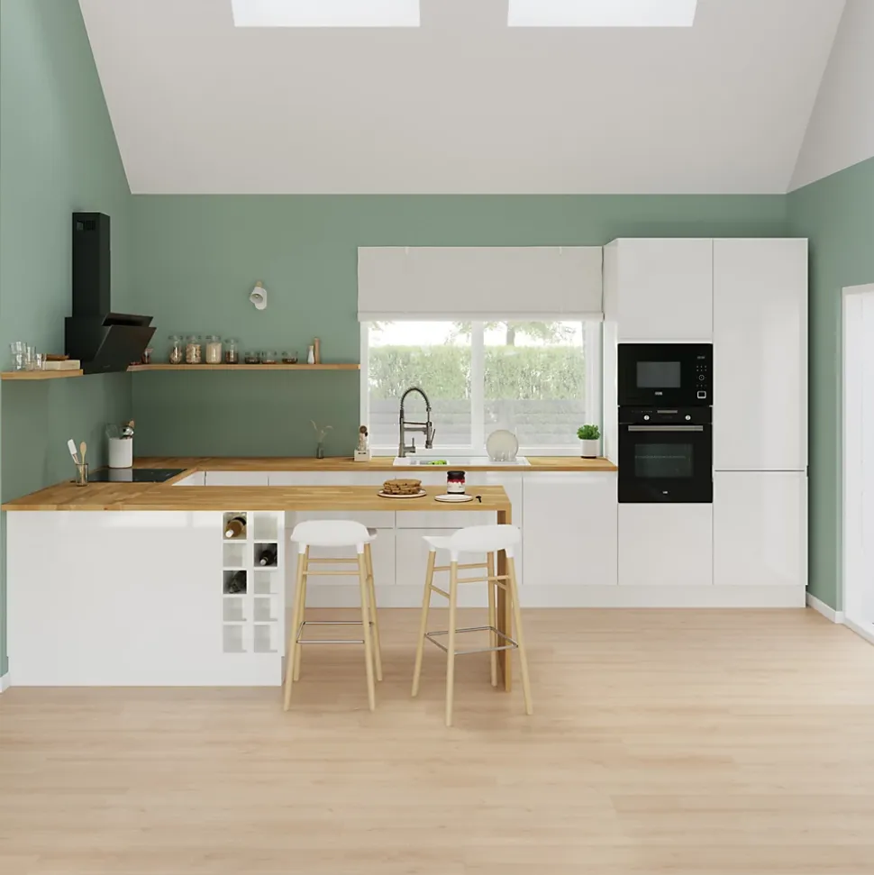 Porte de meuble de cuisine Garcinia blanc brillant l. 50 cm x H. 72 cm GoodHome