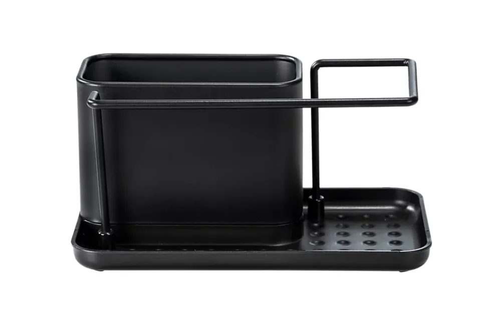 Porte éponge et ustensile de cuisine en métal noir Orio