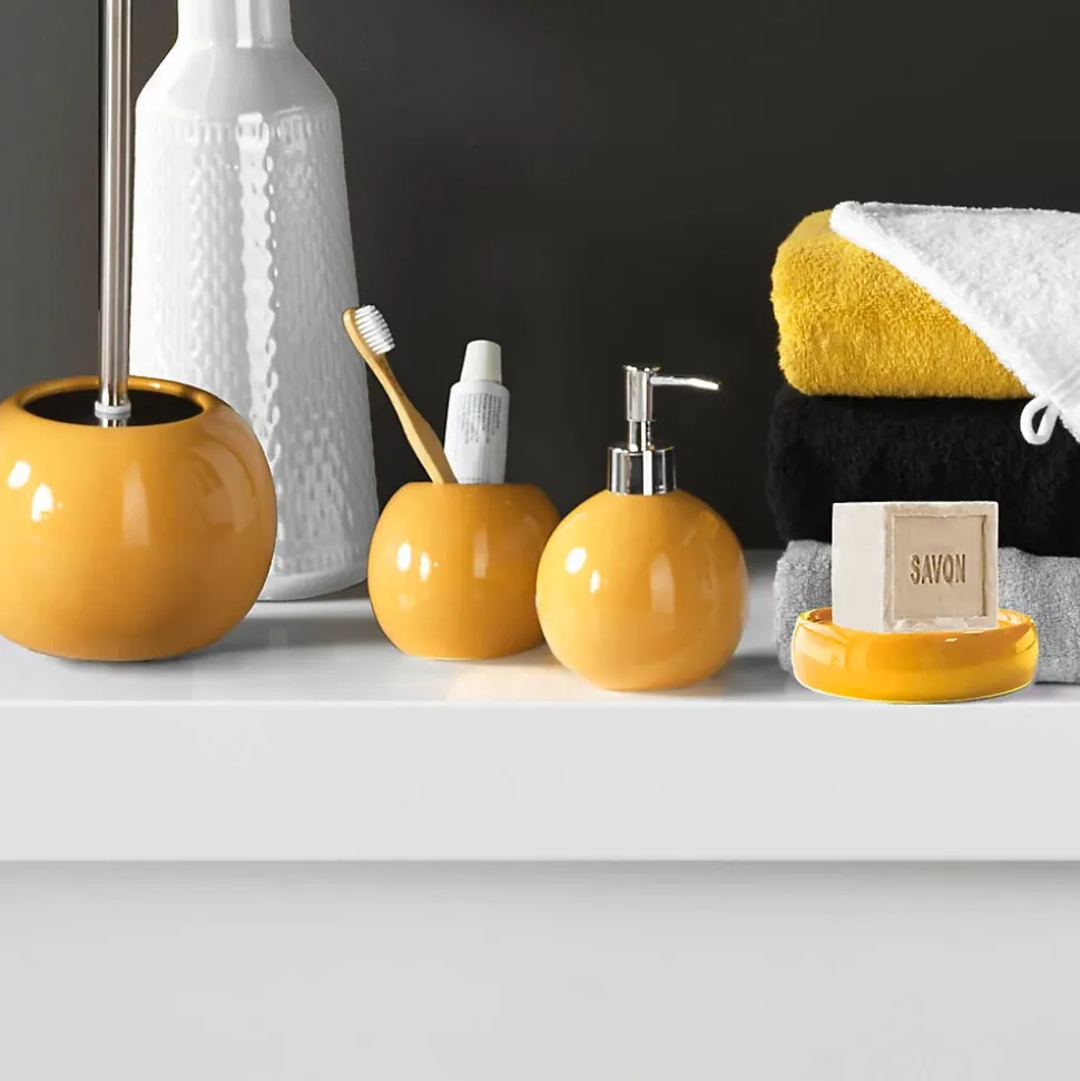 Porte savon en ceramique 3.5 x 10 cm Bulleas ocre