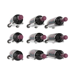 Porte-Bouteille kit mural pour 9 bouteilles Nickel brossé design