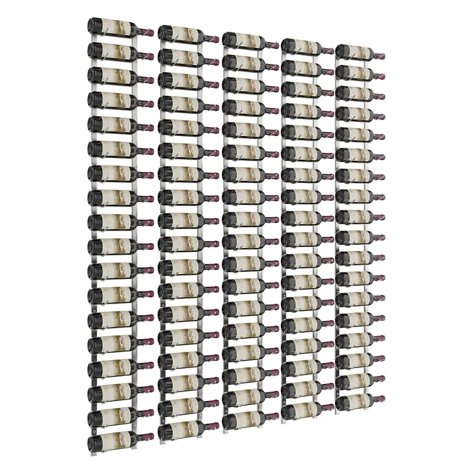 Porte-Bouteille kit mural pour 90 bouteilles Nickel brossé