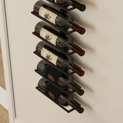 Porte-bouteilles mural 10 bouteilles - casier à vin mural - dim. 27 x 10 x 116 cm - acier noir