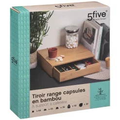 Porte-capsules 1 tiroir Bambou - 5Five