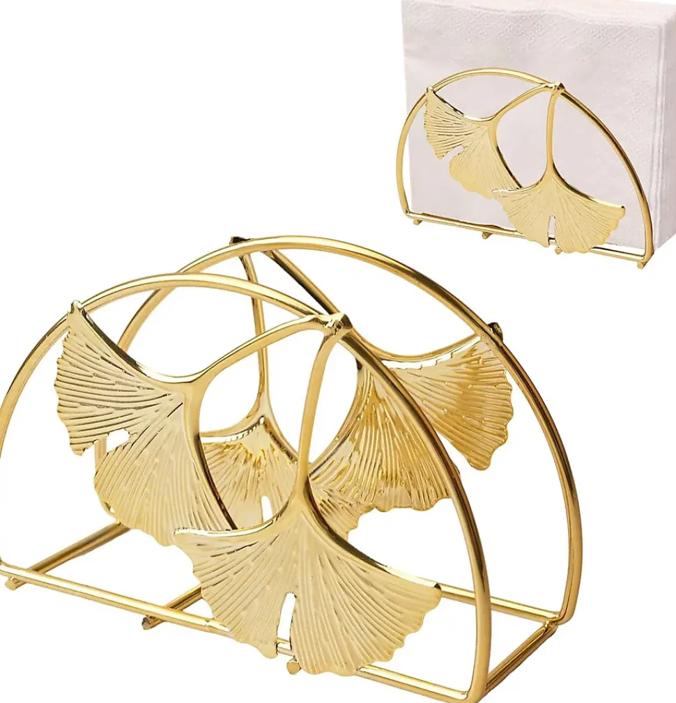 Porte-serviettes en métal, 2 pièces, porte-serviettes en papier en forme de feuille de ginkgo, distributeur de rangement décoratif