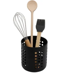 Pot à ustensiles de cuisine en acier coloris noir mat