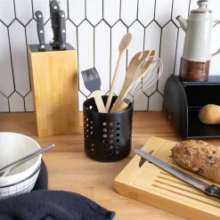 Pot à ustensiles de cuisine en acier coloris inox