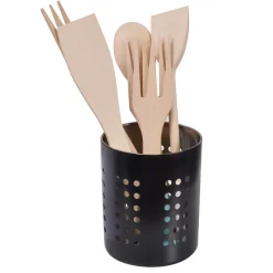 Pot à ustensiles de cuisine en acier noir mat