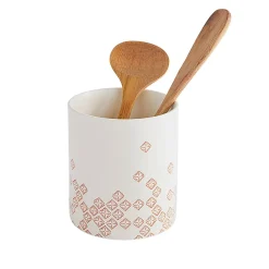 Pot en céramique Bohémia écru avec couvercle en bambou Box & Beyond