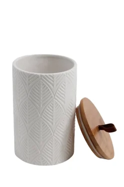 Pot en céramique Ornami blanc avec couvercle en bambou Douce 1,45 L