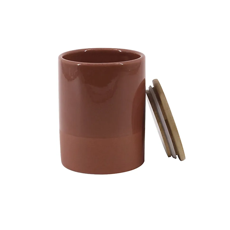 Pot en céramique Ornami terracotta avec couvercle en bambou Lucie 0,95 L