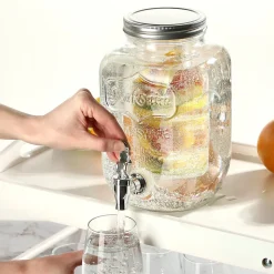 Pot en verre KADAX avec robinet 4L pour pot de jus de limonade à l'eau avec insert