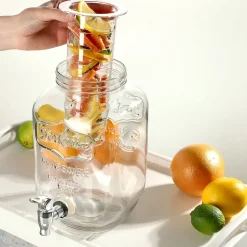 Pot en verre KADAX avec robinet 4L pour pot de jus de limonade à l'eau avec insert