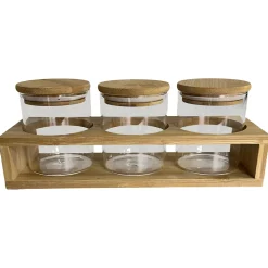 Pots à épices en verre avec couvercle en bambou et support Guy Levasseur Delhi