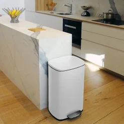 Poubelle à pédale de cuisine Acier AKIRA 30L Blanc mat Spirella