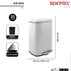 Poubelle à pédale de cuisine Acier AKIRA 30L Noir mat Spirella