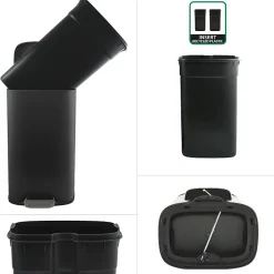 Poubelle à pédale de cuisine Acier AKIRA 30L Noir mat Spirella