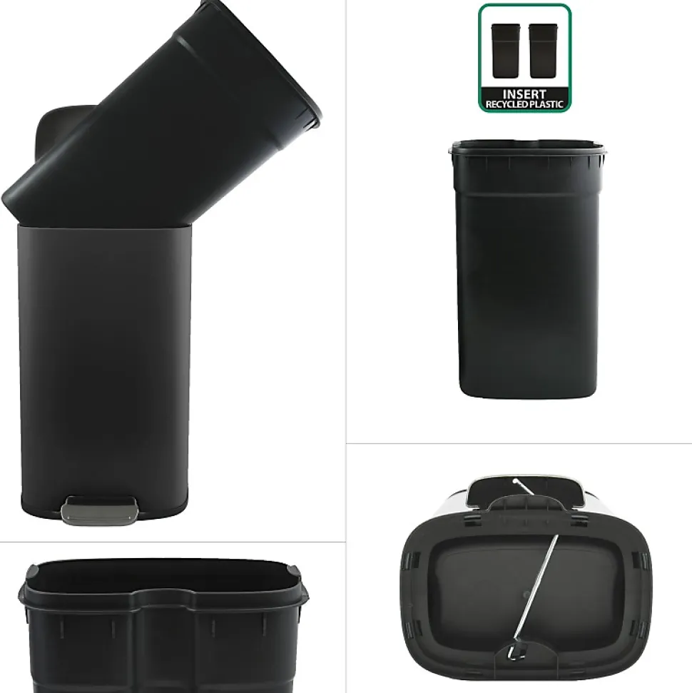 Poubelle à pédale de cuisine Acier AKIRA 30L Noir mat Spirella