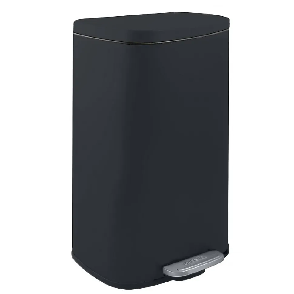 Poubelle à pédale de cuisine Acier AKIRA 30L Noir mat Spirella
