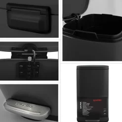 Poubelle à pédale de cuisine Acier AKIRA 30L Noir mat Spirella