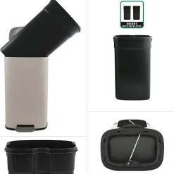 Poubelle à pédale de cuisine Acier AKIRA 30L Taupe mat Spirella