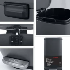 Poubelle à pédale de cuisine Acier AKIRA 30L Gris mat Spirella