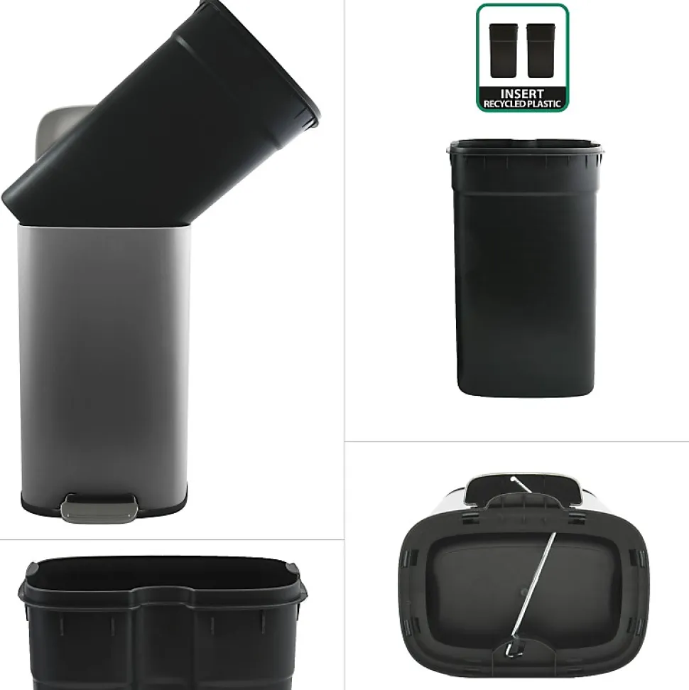 Poubelle à pédale de cuisine Acier AKIRA 30L Gris mat Spirella