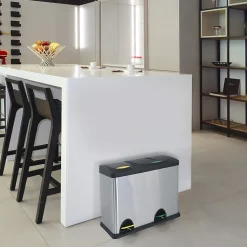 Poubelle à pédale Tri sélectif Inox 18L+8L MSV