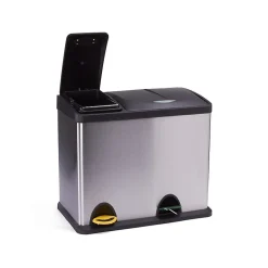 Poubelle à pédale Tri sélectif Inox 18L+8L MSV
