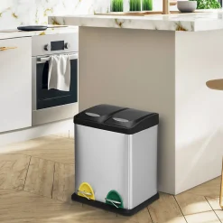 Poubelle à pédale Tri sélectif Inox 2 bacs 8L MSV