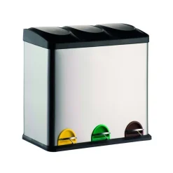 Poubelle à pédale Tri sélectif Inox 3x20L MSV