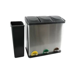 Poubelle à pédale Tri sélectif Inox 3x20L MSV