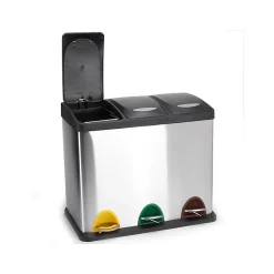 Poubelle à pédale Tri sélectif Inox 3 bacs 8Lx3 MSV