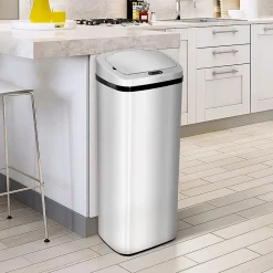 Poubelle à capteur de mouvement ouverture automatique 50L acier inox.