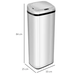 Poubelle à capteur de mouvement ouverture automatique 50L acier inox.
