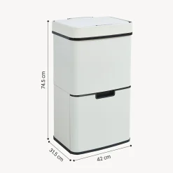 Poubelle à capteur Venna acier 62 L beige en.casa