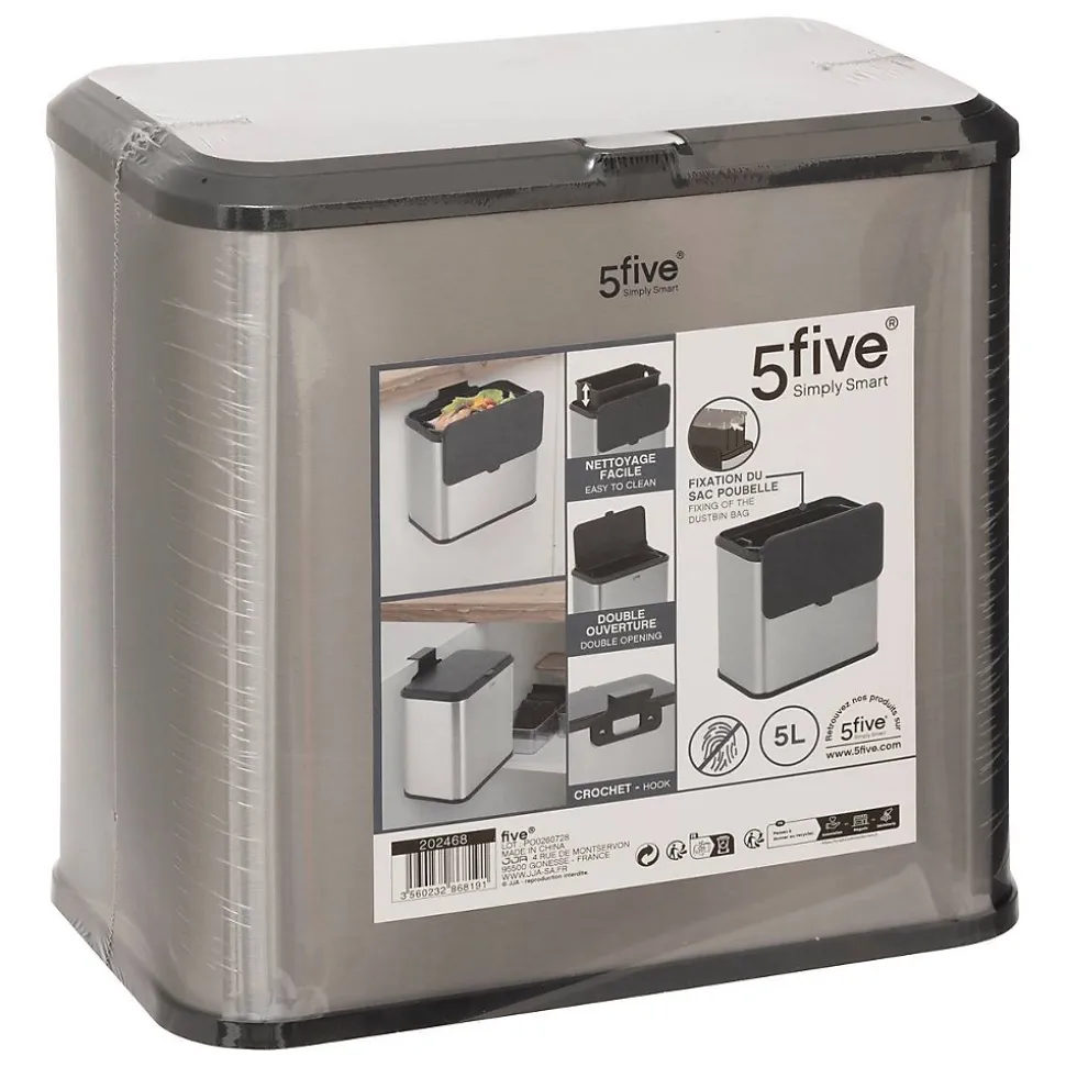Poubelle à compost en inox 5L - Noir- 5five