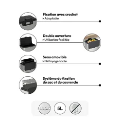 Poubelle à compost en inox 5L - Noir- 5five